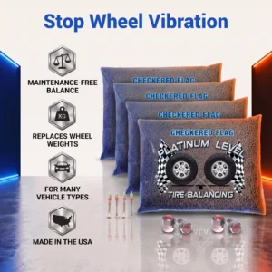 shows a four bag kit of tire balance beads