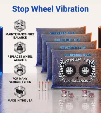 shows a four bag kit of tire balance beads